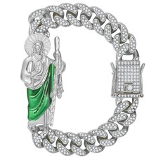Pulsera GXLYFG San Judas Tadeo enchapada en acero inoxidable tamaño mediano, plateada