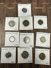 World Coin Lot 10pcs USA Canada Aruba Italy Spain UK Vintage Foreign Coins