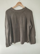 M&S Womens Jumper Pullover L 16 18 Mocha Brown Casual Long Sleeve Knit Chunky
