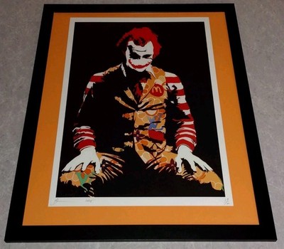 DEATH NYC ltd signed FRAMED street art print 45x32cm The Joker x Ronald McDonald