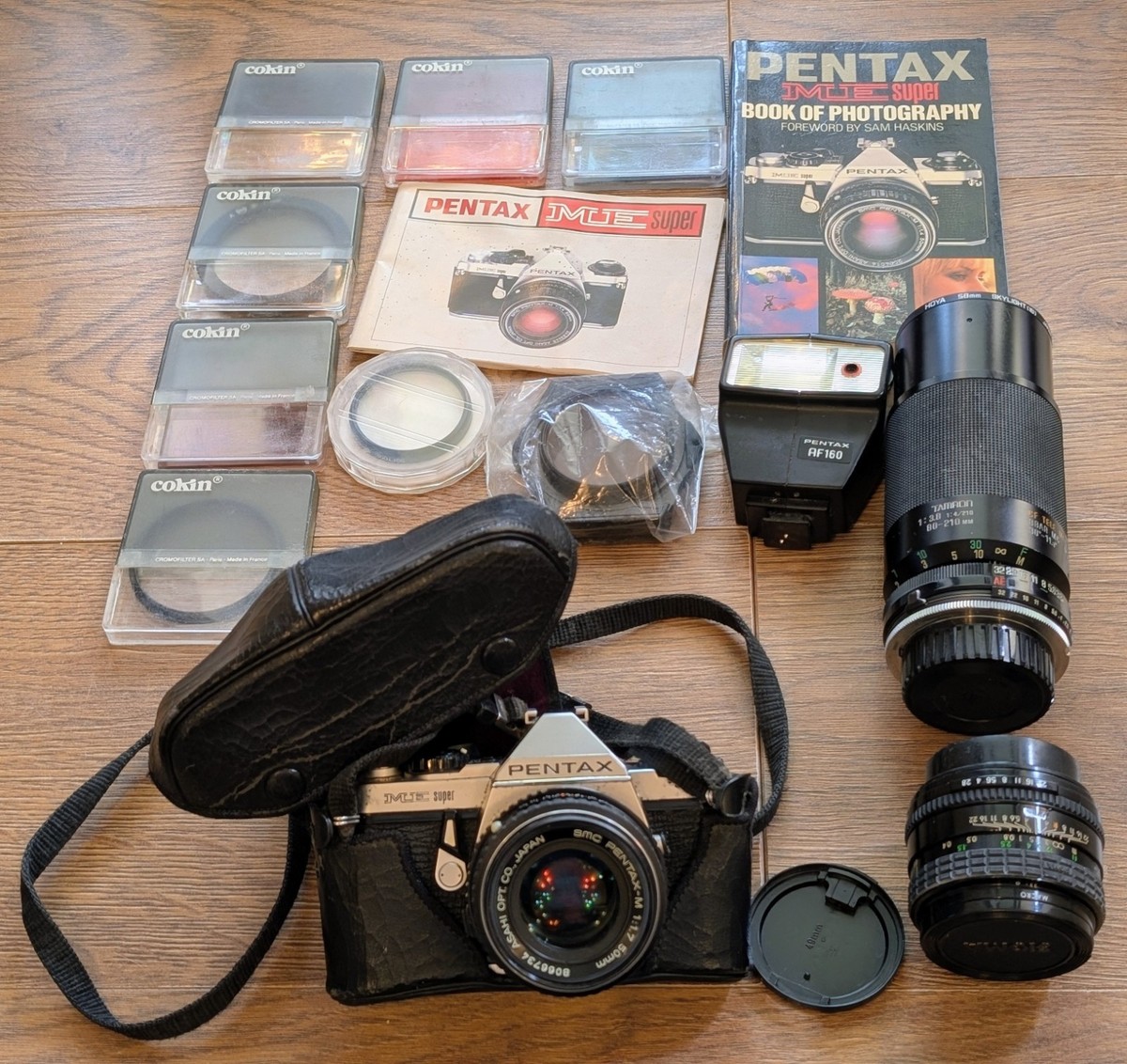 Pentax ME Super 35mm Film Camera Lenses, Flash, Case – Tested