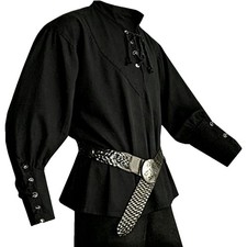 Karlywindow Mens Medieval Pirate Shirts Renaissance Halloween Large, Black