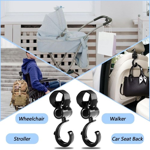 Gancho giratorio 360 gancho y bucle cochecito accesorios silla de paseo - Imagen 6 de 12