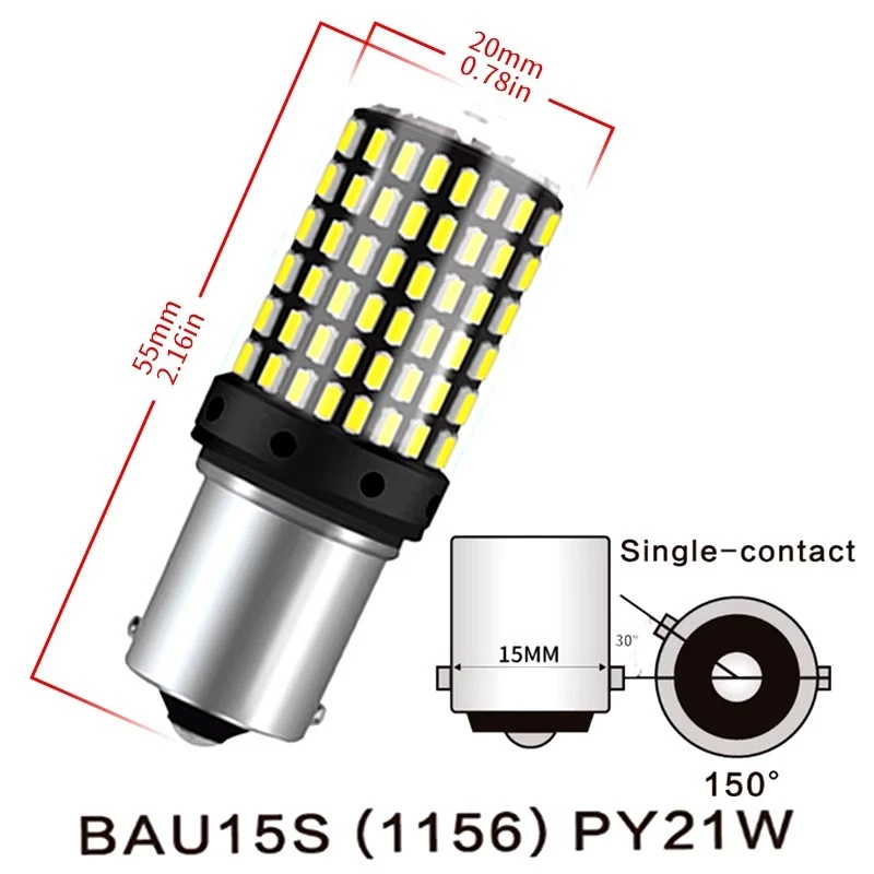 2X 581 Bau15s Py21w Led Indicator Amber Canbus Light Bulbs Signal 1156 Car Bulb - Image 2 of 4
