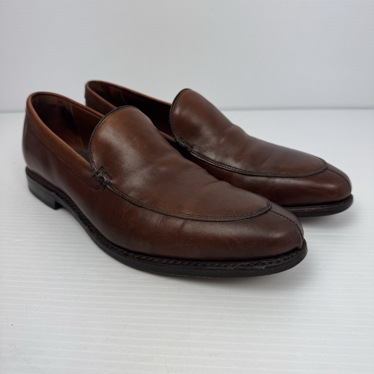 Allen Edmonds Mens Brown Loafers Shoes Steen Leather Slip On Dress