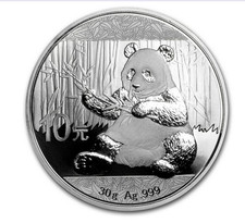 2017 Chinese Panda 10 Yuan Fine Silver  30 grams 99.9%