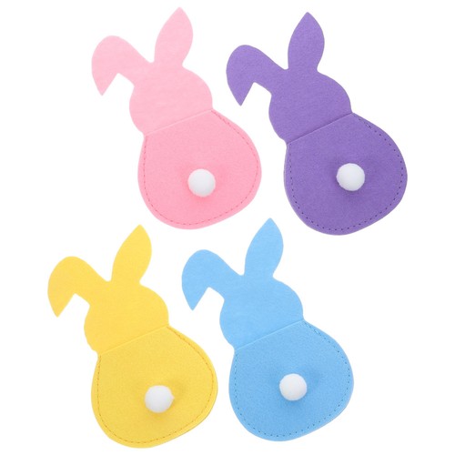 4 Pcs Osterhasen-Geschirr Besteckbeutel Aus Filz Hasen-Besteckbeutel - Bild 7 von 12