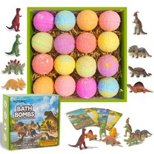Dinosaur Bath Bombs Gift Set,16 Pack Organic Bath Bomb for Kids with Toys Sur...