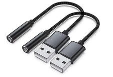 2-Pack USB to 3.5Mm Jack Audio Adapter, USB to Audio Jack Adapter Headset, USB-A