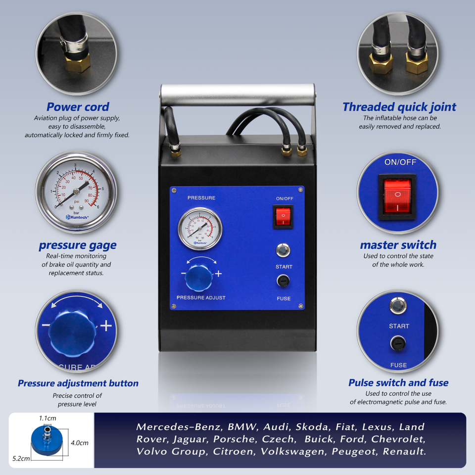 Electric Brake Bleeder Machine Kit Brake Oil Exchange w/Universal ...