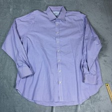 Charles Tyrwhitt Shirt Men 18/36 Classic Fit Micro Check Purple Business Formal