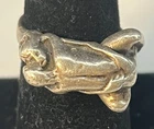 Sterling Silver Lovers Band Erotic Ring Sz 8.5 Man Woman Couple Embracing Chunky