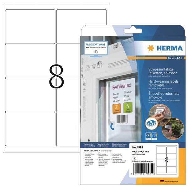 Herma Polyester-Etiketten Special, 99,1 X 67,7 Mm, AblöSbar 1 Bis 20X Spare 26%-image
