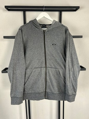 Y2K Grey Oakley Zip Hoodie Minimal Streetwear Basic Essential Soft Vintage Style