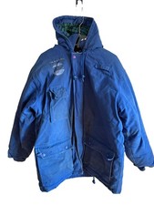 Menards Blue Hooded Work Jacket Size S Insulated Heavy Duty Men's Uniform Coat