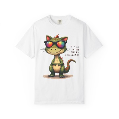 T-Rex Cat T-Shirt, Fun Graphic T,Casual Wear,T-Rex Purr-Sonality,Trendy Dinosaur