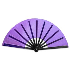 Purple Large Transparent Glitter Hand Fan Raves Line Dance Party Folding Fan
