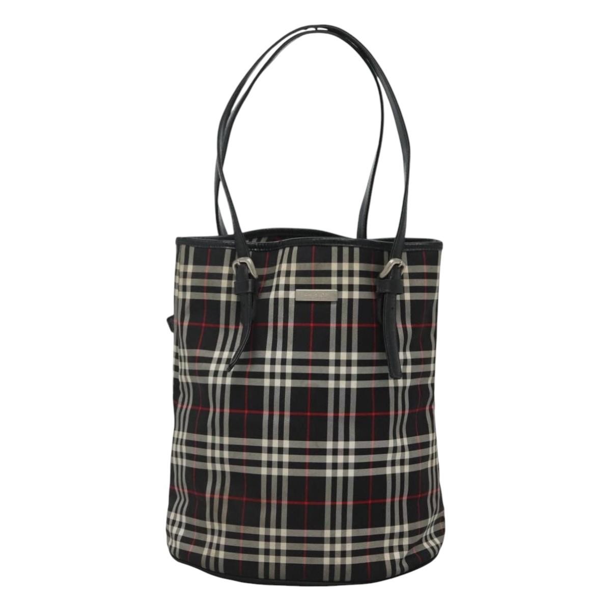 Burberry Nova Check Blue Label Nylon Black Nylon Tote Bag Bag (Pre-Owned)