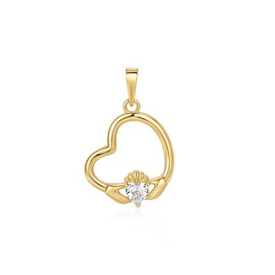 Herz Claddagh Anhänger 9 kt Gelbgold vergoldet gepunzt alle Kettenlängen
