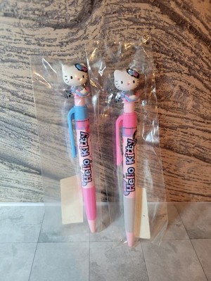 2008 NIP Vintage Sanrio Hello kitty mascot plaid mechanical pencil and pen set