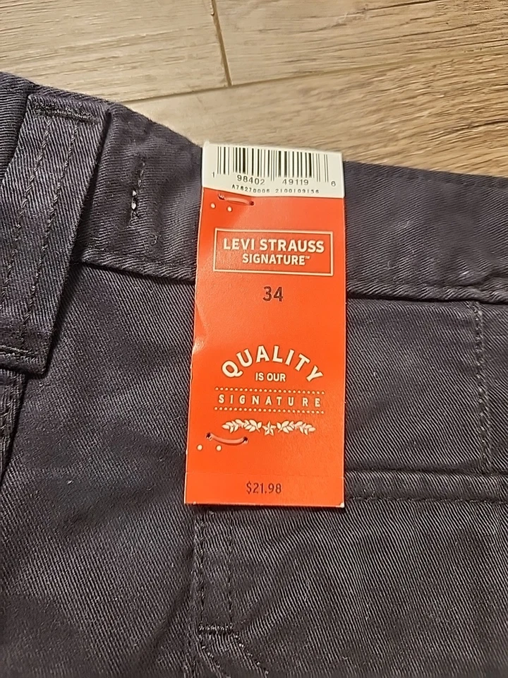 Pantalones Cortos Levi Strauss Signature Para Hombre Talla 34 Carga Segura Negros 10" Entrepierna (A1) Foto 4 de 4