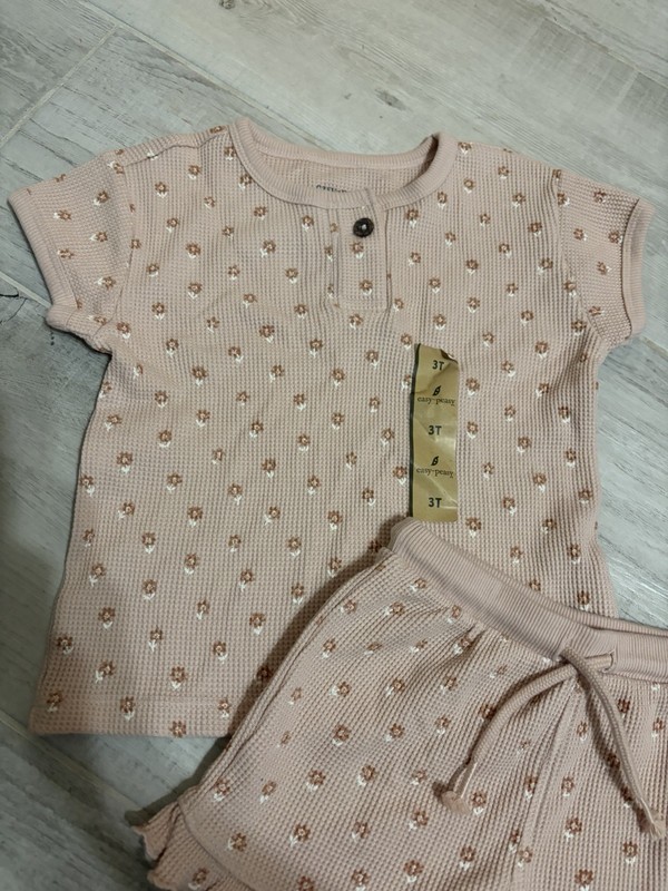 Easy Peasy Toddler Set Shirt & Matching Shorts Pink Floral NWT