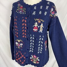 Vtg 1990's Beldoch Popper LARGE Cardigan Grannycore Sweater