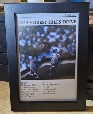 J COLE 2014 FORREST HILLS DR 5x7 FRAMED PRINT W/ TRACK LIST STAND UP OR HANGING 