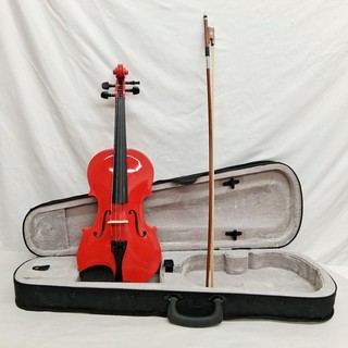 4/4 Red Student Violin & Bow in Black Shoulder Strapped Carry Case with Pocket
