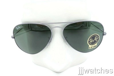 New Ray-Ban Aviator Sand Transparent Gray G-15 Green Sunglasses
