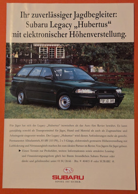 1. SUBARU Legacy HUBERTUS Werbeanzeige Werbung Reklame 1995