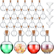 20 PCS Plastic Potion Bottles Cork 8 oz Sand Art Ball Shape Decorative Jar