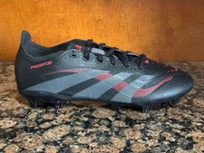 New Mens ADIDAS PREDATOR LEAGUE FG/MG SOCCER CLEATS BLACK/GREY/RED ID1328