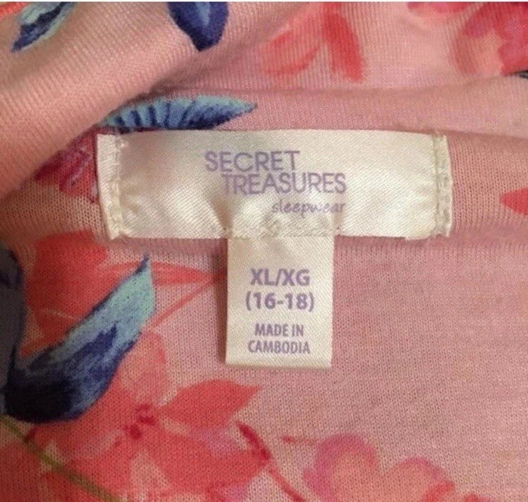 Top de pijama tejido colibrí floral rosa chicle y azul para mujer talla XL Foto 4 de 4