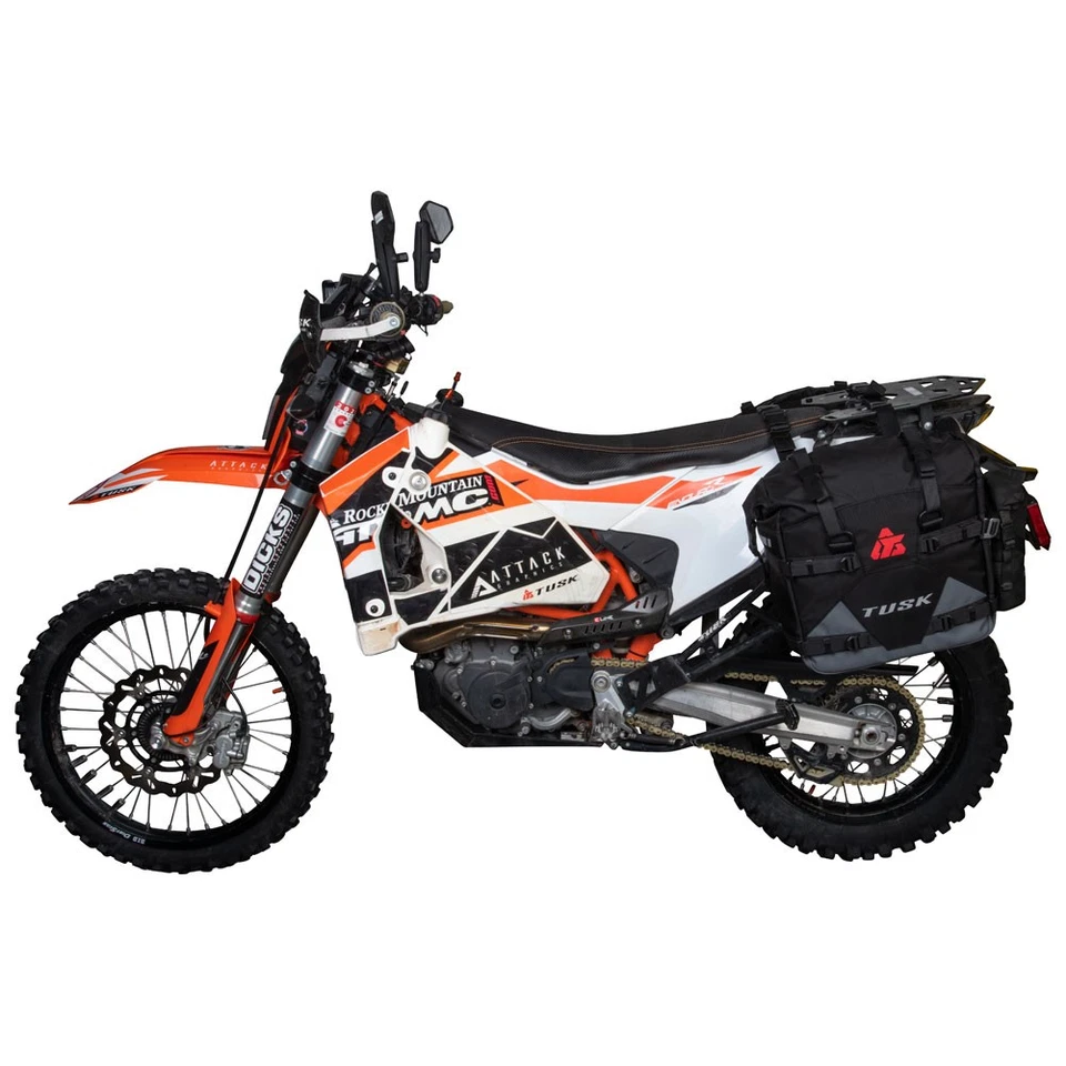 Bolsas de piloto Tusk Pannier Racks con soportes negro/gris para KAWASAKI KLR650 87-07 Foto 2 de 4