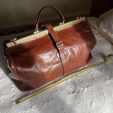 The Bridge Large Leather Bag Gladstone Style with Brass Hardware