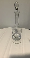 VTG Toscany Hand Blown Etched Floral Crystal Wine Decanter w/Stopper Romania