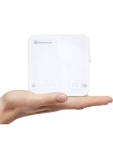 Rechargeable Mini Coffee Scale with Timer, 2kg/0.1g (White and Silver)