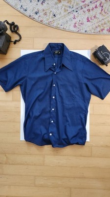 Vintage J.C. Penney MW Tapered No Iron Short Sleeve Dress Shirt - Blue Size M