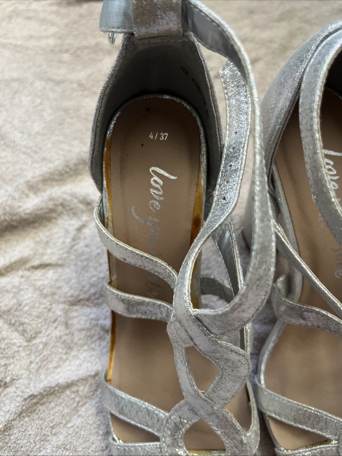 SAOLA Scarpe New Look Love Your Sole tacco a blocco argento uk taglia 4 eu37 gratis uk tracciate pp