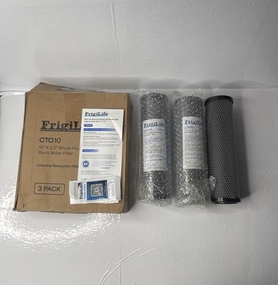 Frigilife CTO10 3 Pack Micron Carbon Block Water Filter 10''x2.5'' Whole House