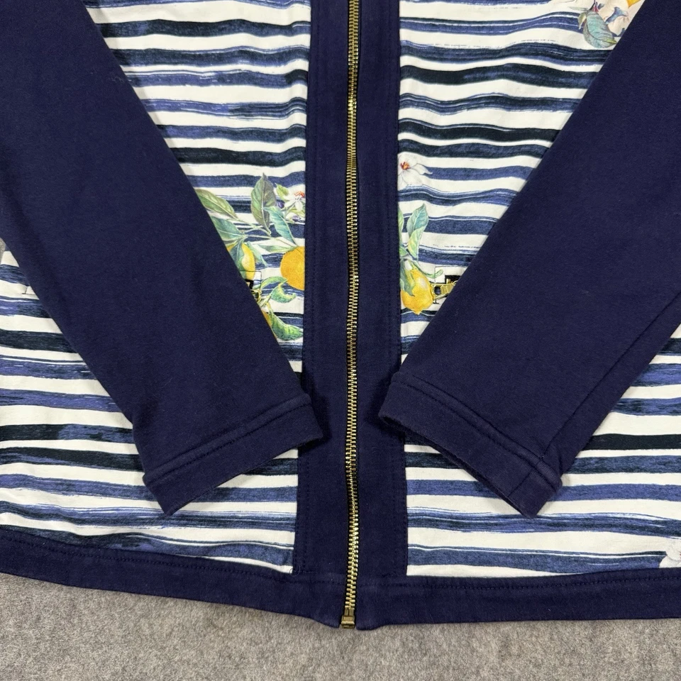 Bostom Proper Lemon 印花别致拉链轰炸机夹克女式中号海军蓝 — 第 2/4 张图片