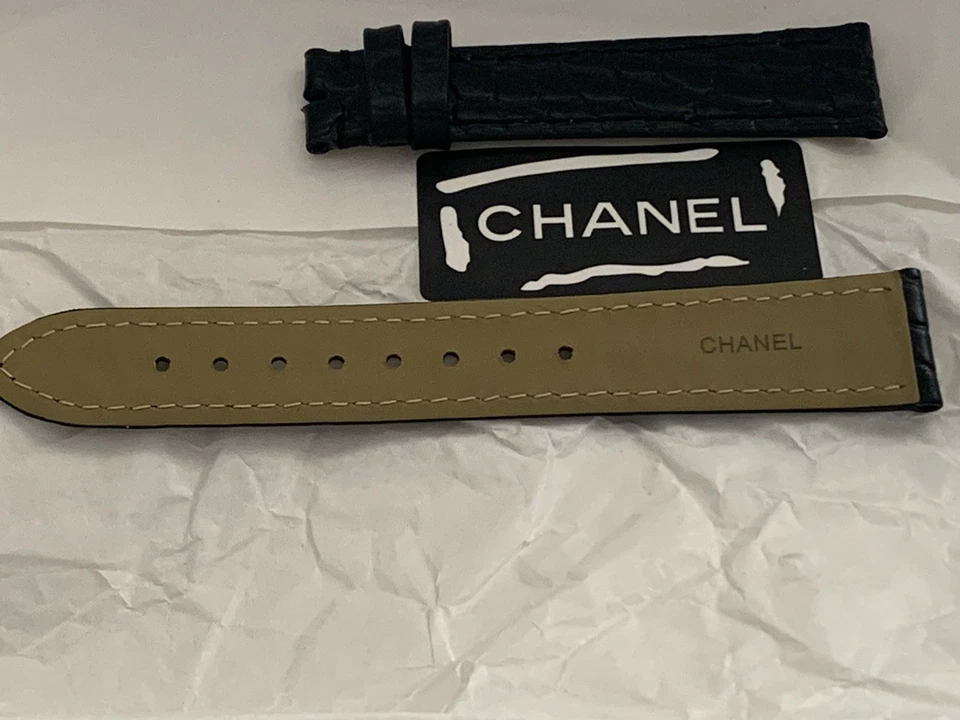 Chanel Boyfriend Reloj Negro Correa de Caimán Usado Antiguo Stock Foto 4 de 4