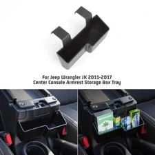 Black Front Armrest Storage Box Tray For Jeep Wrangler JK 2011-17 Accessories
