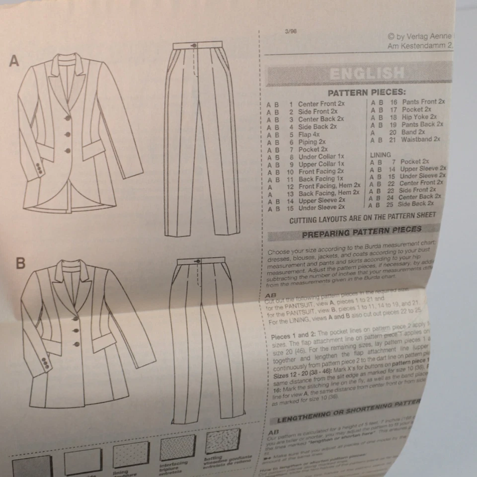 Burda 2845 UNCUT Sewing Pattern, Misses' Pantsuit Ensemble Size 10-20 - Image 4 of 4