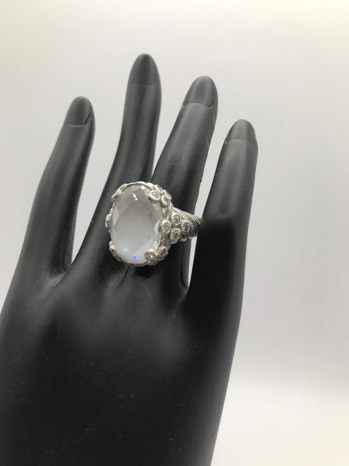 Judith Ripka White Flora Diamonique Oval Gemstone Doublet Ring SZ 10 - Image 2 of 4