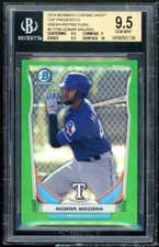 Nomar Mazara Rookie Card 2014 Bowman Chrome Draft TP Green Refractor #90 BGS 9.5