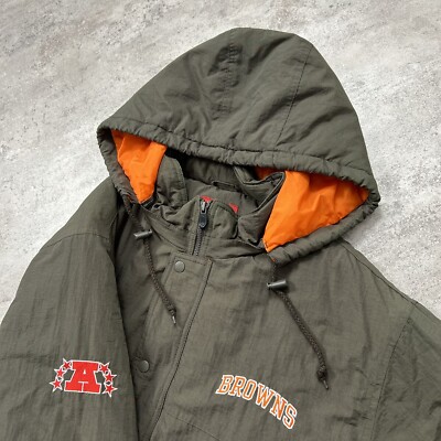 VTG 00s NFL CLEVELAND BROWNS REEBOK PUFFER JACKET GRIDIRON CLASSIC