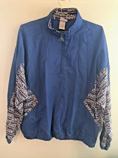 VTG Apex One Sz XL New York Giants NFL 1/2 Zip Windbreaker Logo Jacket HX