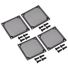 4Pcs 84mm Fan Filter Grills w Screw Aluminum Frame Stainless Steel Mesh Black